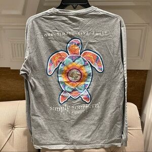 AV: Simply Southern Women's Long Sleeve Turtle Gray Graphic T-Shirt Sz M